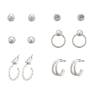Stud Hoop Earrings, 6 ct - Small