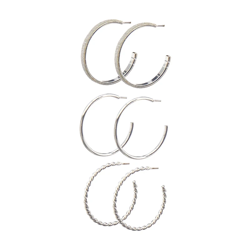 Twisted Hoop Earrings, 3 ct