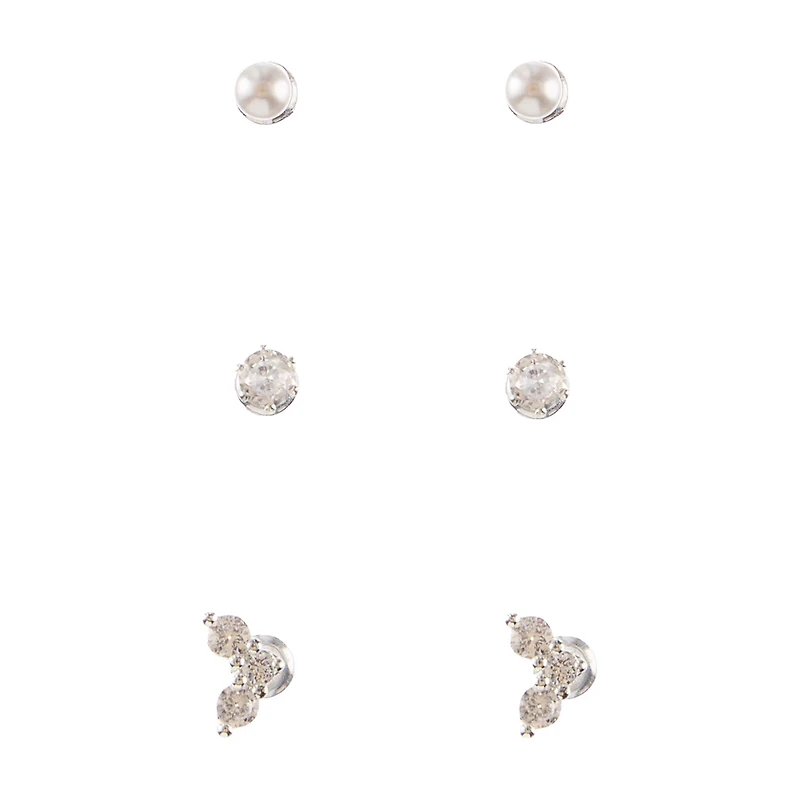 Sparkling Stud Earrings, Pearl & Moon, 3 ct