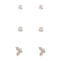 Sparkling Stud Earrings, Pearl & Moon, 3 ct