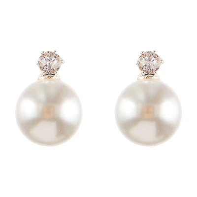 Pearl & Zircon Drop Stud Earrings