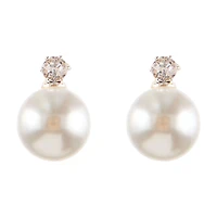 Pearl & Zircon Drop Stud Earrings