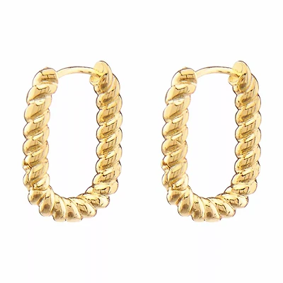 Small Twisted Square Hoop Earrings