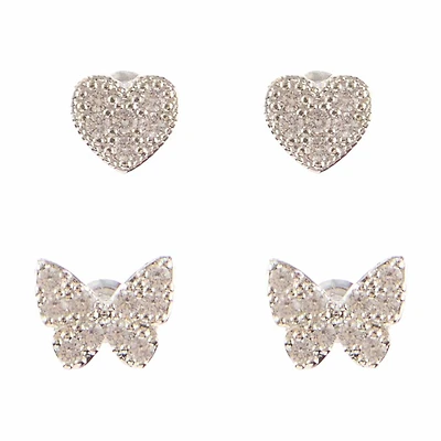 Butterfly Stud Earrings, 3 ct