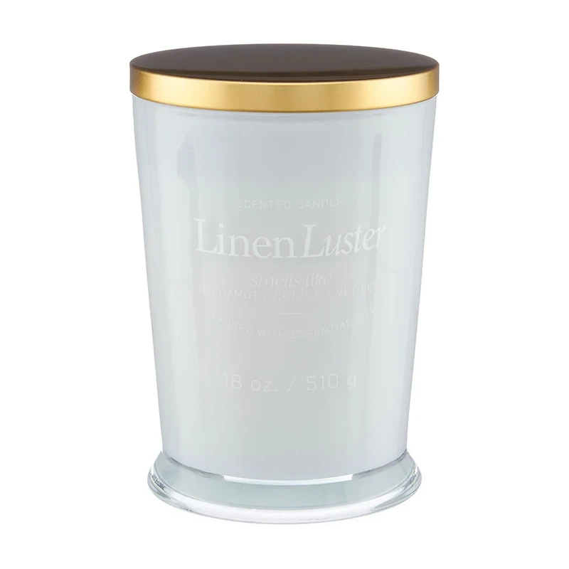Scented Candle, Linen Luster, 18 oz