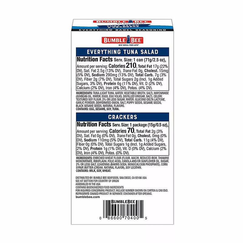 Bumble Bee Everything Bagel Seasoning Tuna Salad Kit, 3 oz