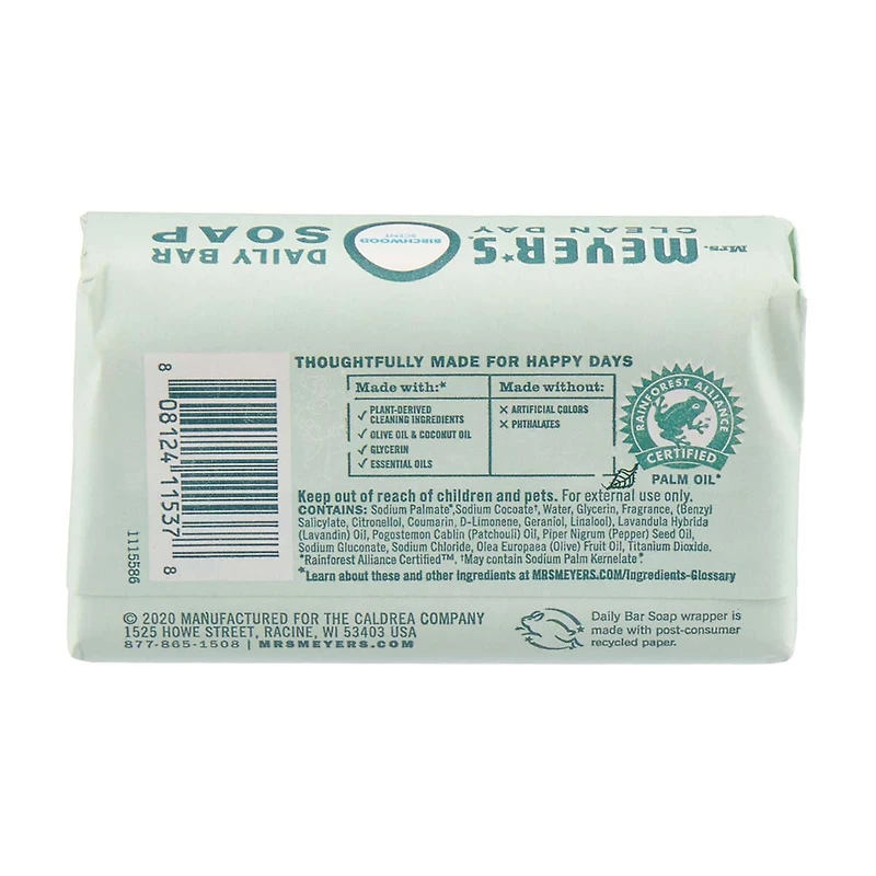 Mrs. Meyer's Clean Day Daily Bar Soap, Birchwood Scent, 5.3 oz