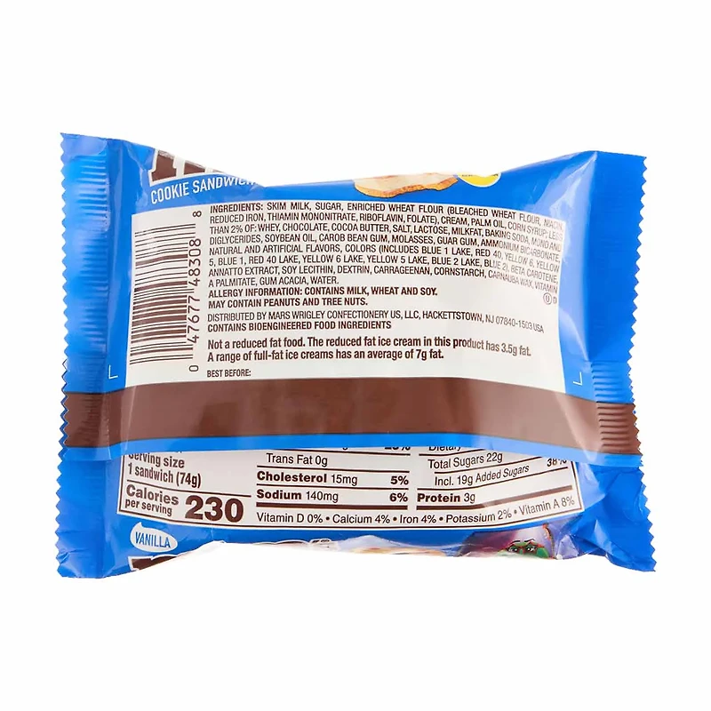 M&M Ice Cream Cookie Sandwich, Vanilla