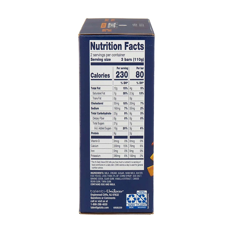 Talenti Mini Gelato Bars, Vanilla Caramel, 6 ct
