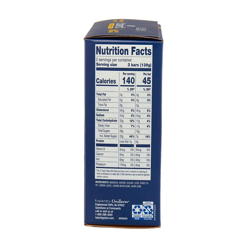 Talenti Mini Sorbetto Bars, Alphonso Mango, 6 ct