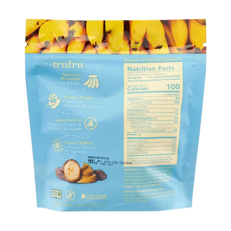 Trufru Banana, Dark Chocolate & Peanut Butter, 8 oz