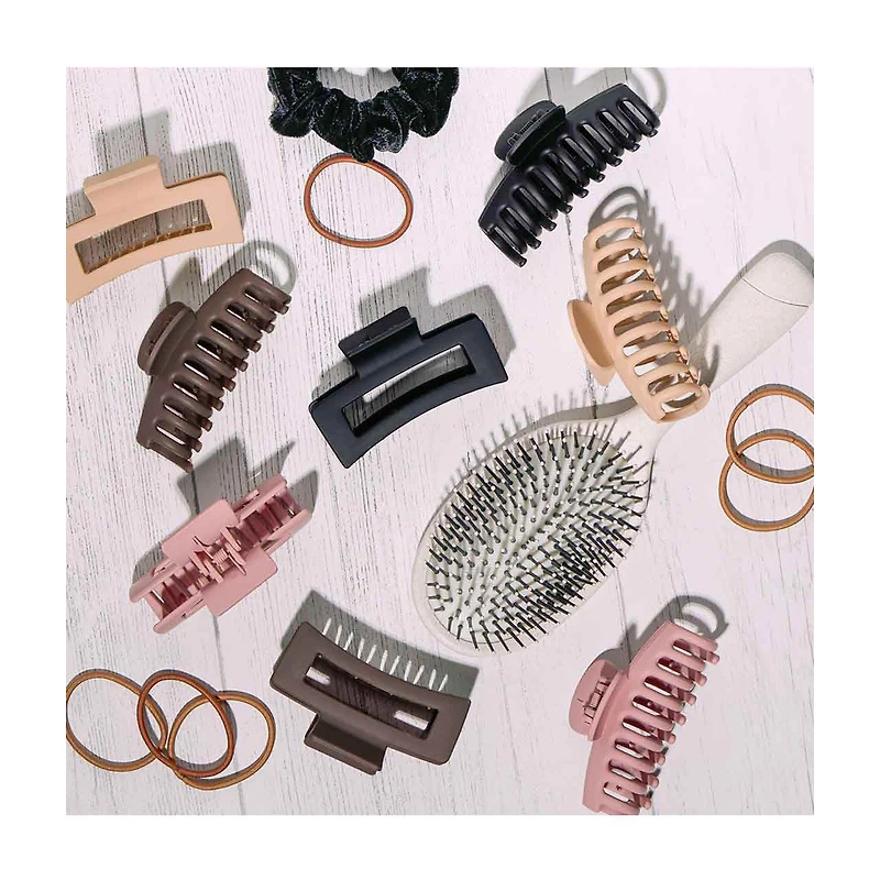 MHB (Must-Have Beauty) 8pc Soft Touch Rectangle & Barrel Claw Clips Collection