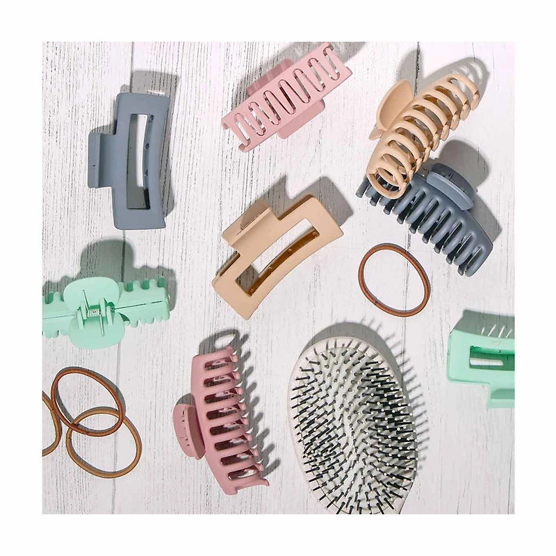 MHB (Must-Have Beauty) 8pc Soft Touch Rectangle & Barrel Claw Clips Collection