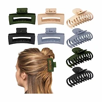 MHB (Must-Have Beauty) 8pc Soft Touch Rectangle & Barrel Claw Clips Collection