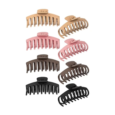 MHB (Must-Have Beauty) 8pc Soft Touch Barrel Claw Hair Clip Collection