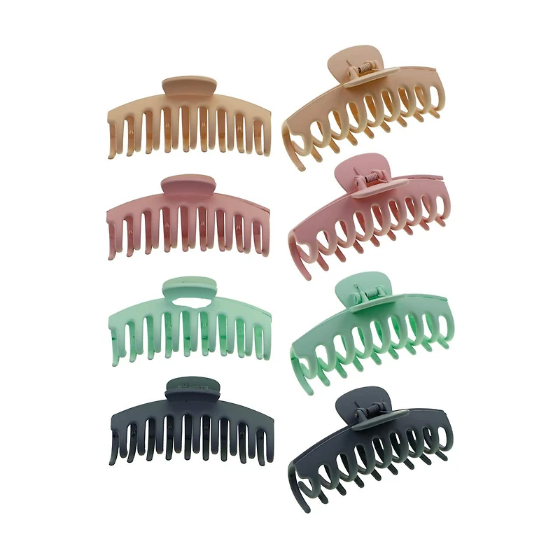 MHB (Must-Have Beauty) 8pc Soft Touch Barrel Claw Hair Clip Collection