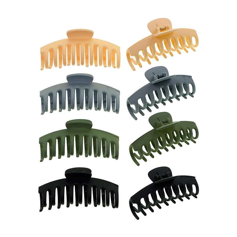 MHB (Must-Have Beauty) 8pc Soft Touch Barrel Claw Hair Clip Collection