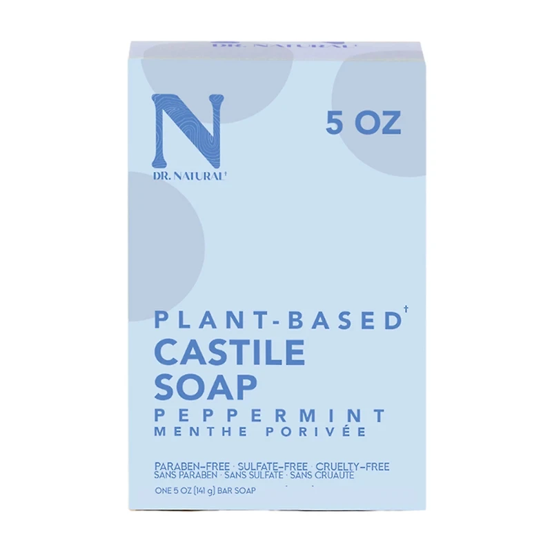 Dr. Natural Plant-Based Castile Bar Soap, Peppermint, 5 oz