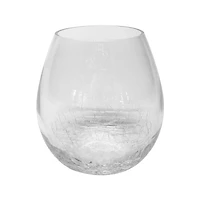Crackle Stemless Wine Glass, Clear, 17 oz