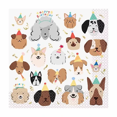 Pawty Animals Dog-Themed Party Lunch Napkin, 7 in