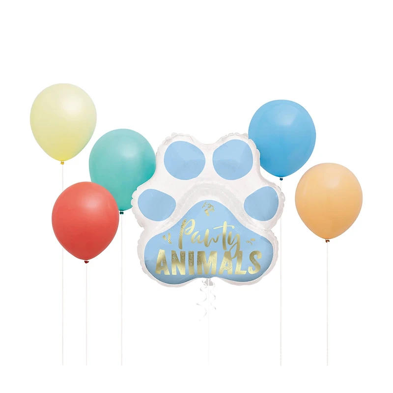 'Pawty Animals' Paw Print Foil and Latex Balloon Bouquet Kit