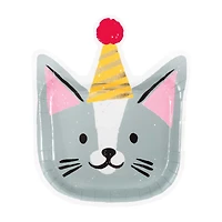 Pawty Animals Cat-Face-Shaped Paper Party Plates, 10 in