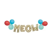 Pawty Animals Gold Foil 'Meow' and Latex Balloon Banner Kit, 10 ft