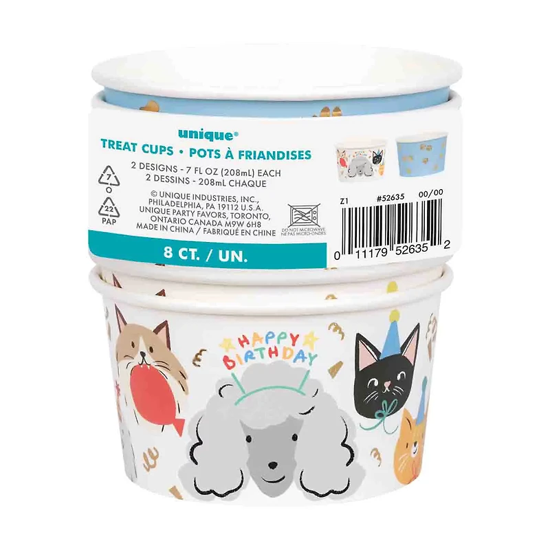 Pawty Animals Pet Themed Party Paper Treat Cups, 7 oz