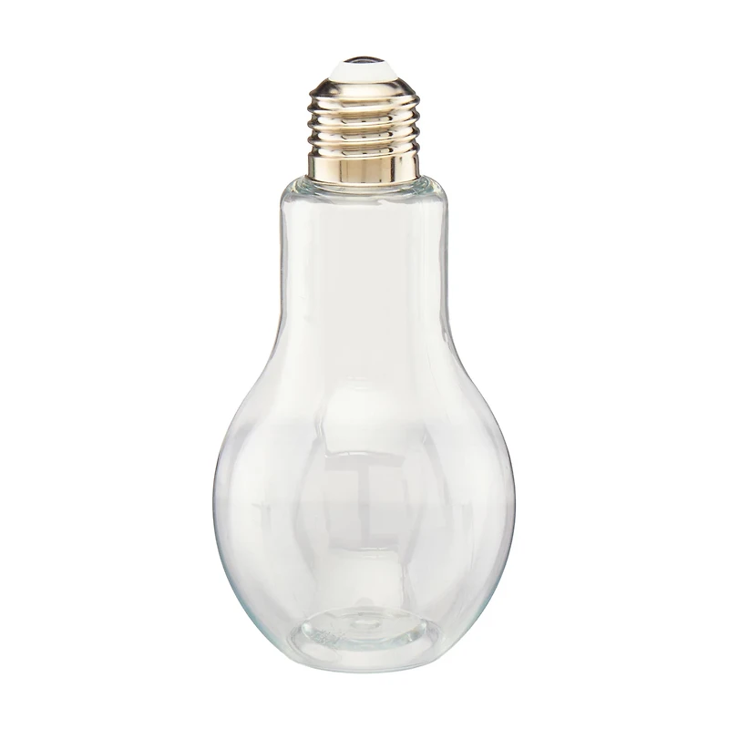 Light Bulb-Shaped Plastic Jar with Metal Lid