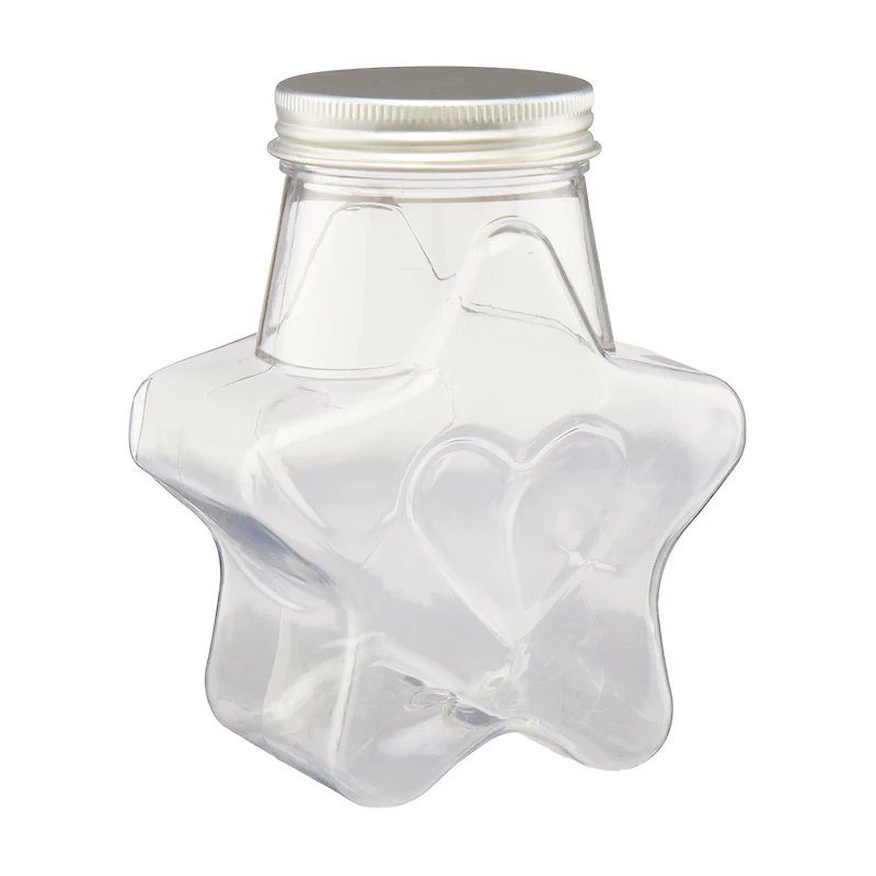 Star-Shaped Plastic Jar with Metal Lid