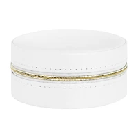 Vegan Leather Jewelry Case with Golden Zipper, Round, Small