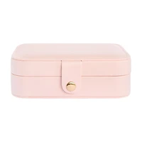 Vegan Leather Jewelry Case with Mirror, Pink, Large