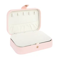 Vegan Leather Jewelry Case with Mirror, Pink, Large