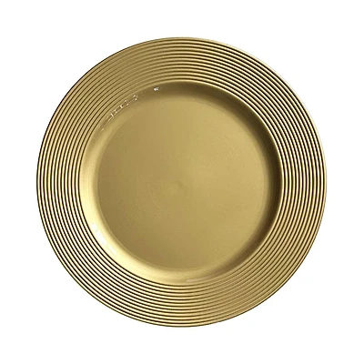 Charger Plate with Ribbed Rim, Gold