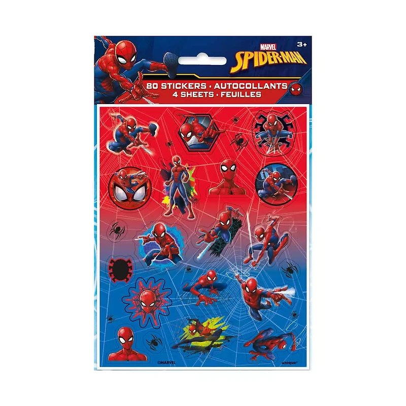 Spiderman Party Favor Stickers, 80 ct