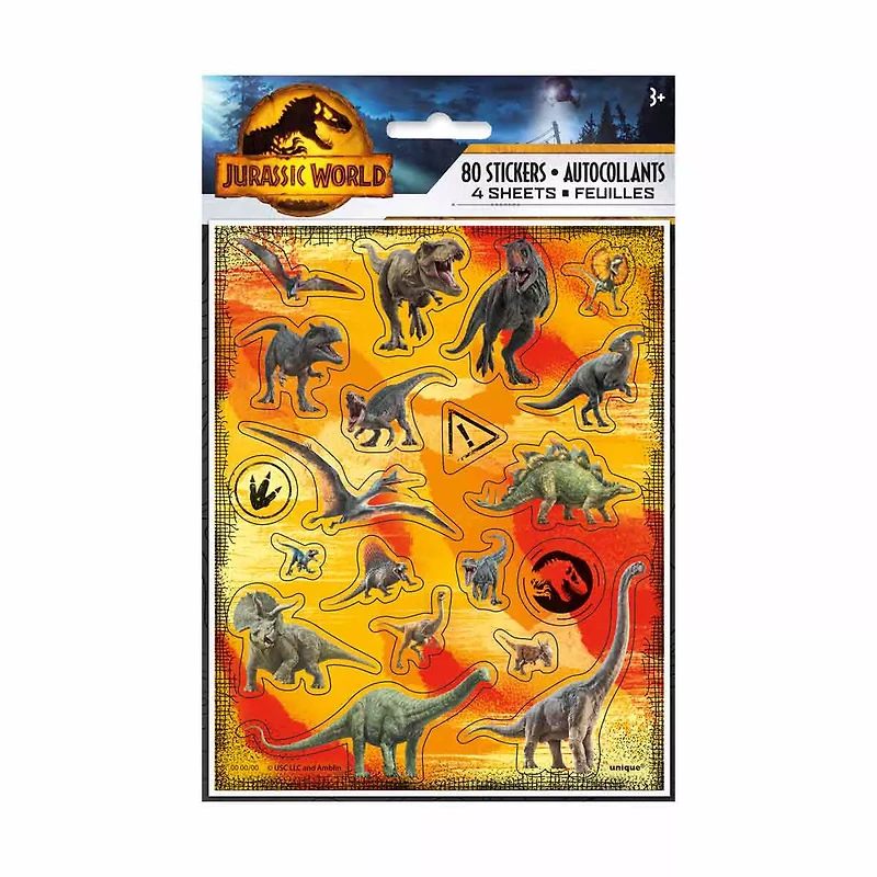 Jurassic World Party Favor Stickers, 80 ct