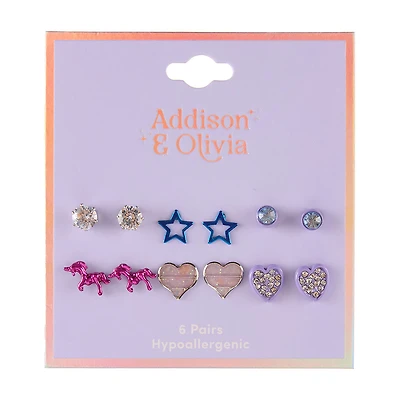 Addison & Olivia Girly 6 Pairs Earrings Set