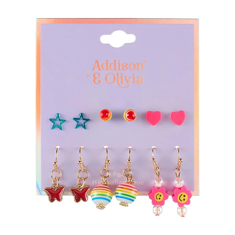 Smiley Flower Multi Earring Set