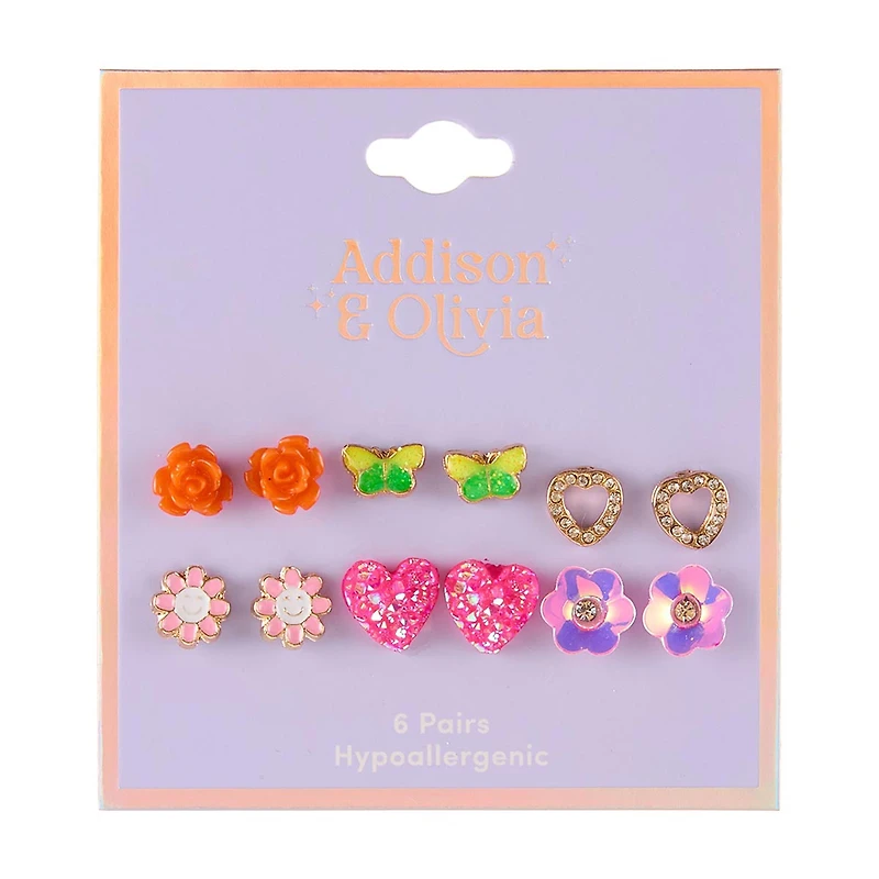Addison & Olivia Sequin Heart Multi Earring Set