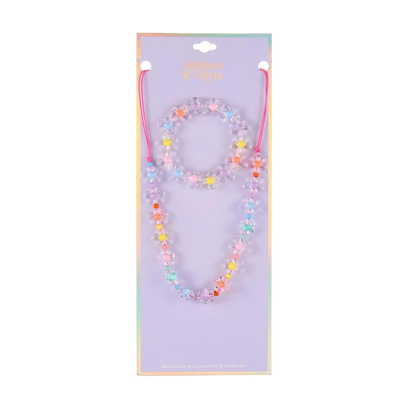 Flower Necklace and Bracelet Set