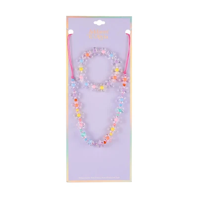 Flower Necklace and Bracelet Set