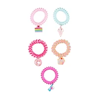 Addison & Olivia Coil Hair Ties with Charms Set, 5 pcs