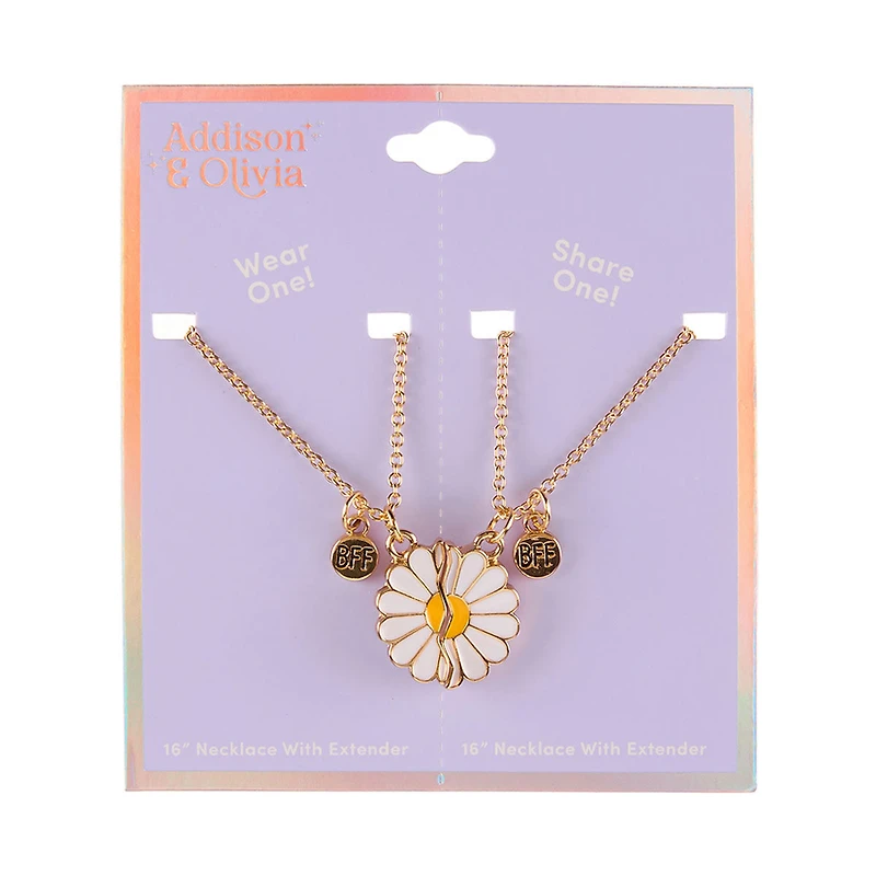 Addison & Olivia BFF Daisy Flower Necklace Set