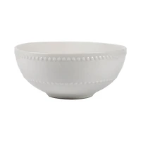 Round Cereal Bowl with Beaded Style, White, 6 in