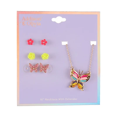 Addison & Olivia Butterfly Necklace and Earring Set