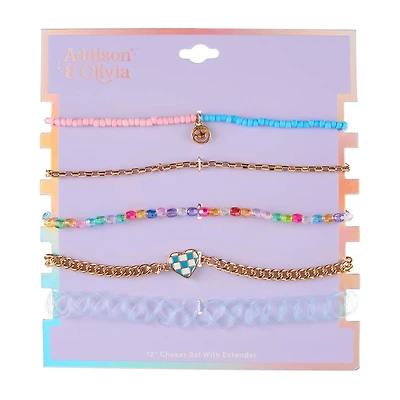 Addison & Olivia Heart Choker Set