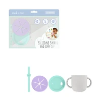 Owl & Coo Silicone Snack and Sippy Cup, 2 ct, Pastel