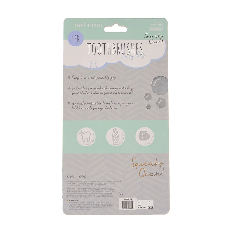 Owl + Coo Baby Toothbrushes, 4 Pack