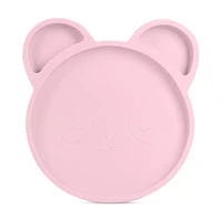 Owl & Coo 3-Section Silicone Grip Dish, Panda, Pink
