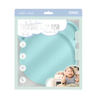 Owl & Coo 3-Section Silicone Grip Dish, Panda, Blue